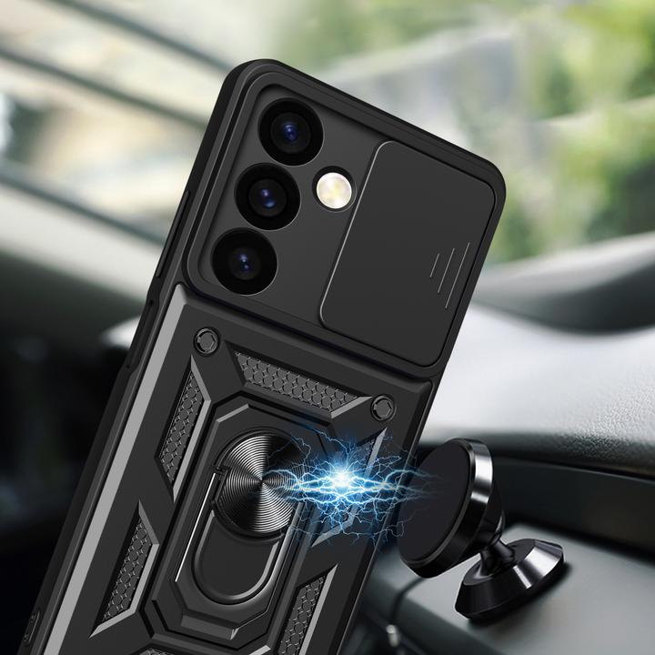 Produktbild Hurtel Hybrid Armor Camshield Panzerhüllemit Kameraabdeckung – Schwarz (Samsung Galaxy S24+)