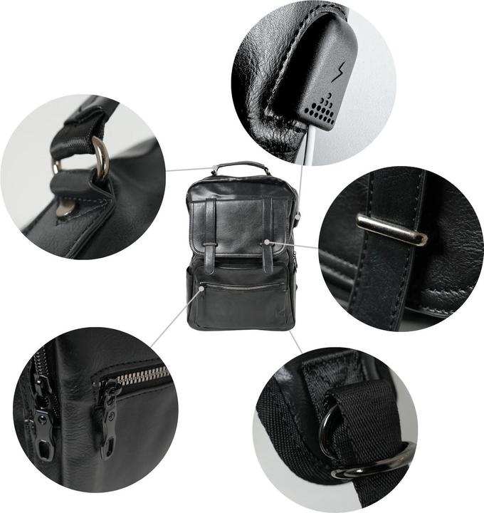 Image du produit Hermex Sac à dos pour ordinateur portable Sac à dos de jour Sac à dos d'affaires Sac à dos en cuir PU (15 l)