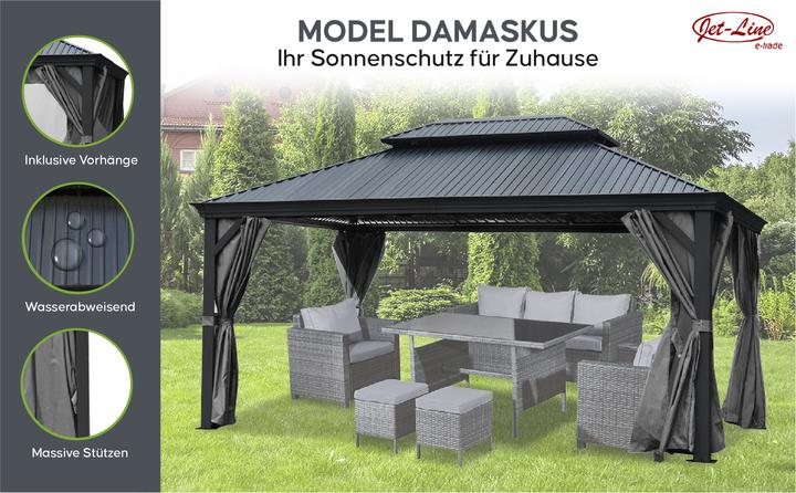 Produktbild Jet-Line Alu Garten Pavillon DAMASKUS 3x3,65 m mit festem Aludach (300 cm, 365 cm)
