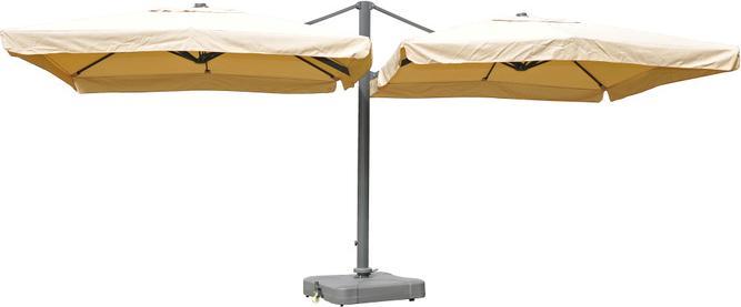 Produktbild Swisshandel24 Gastronomie-Alu-Luxus-Doppel-Ampelschirm, Pergola-Markise-Effekt, 6,2x3m Polyester 50kg - creme-beig (6.20 m)