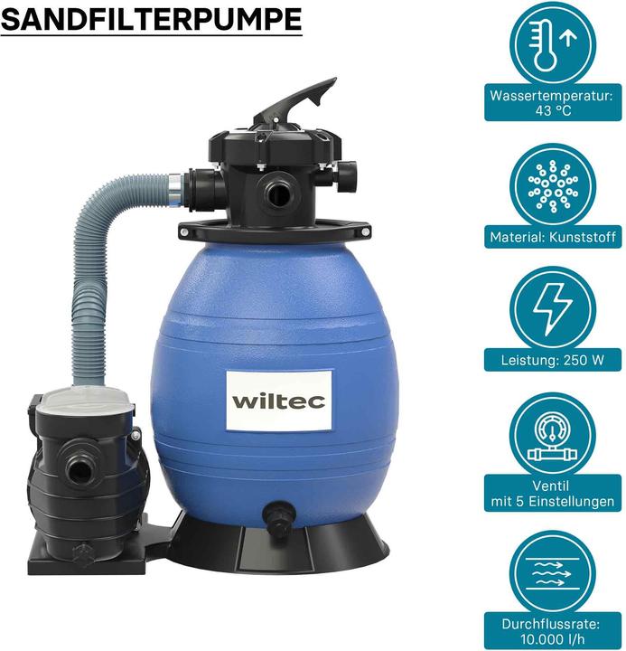 Produktbild XPOtool Sandfilteranlage 250W 26l Filtertank 10000l/h Pool Pumpe Filterpumpe