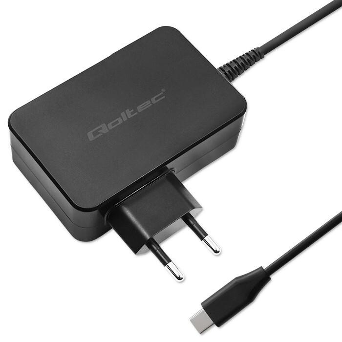 Qoltec Ładowarka GaN POWER PRO | 1xUSB-C | 90W | 5-20V | 3-4.5A | Czarna (90 W)