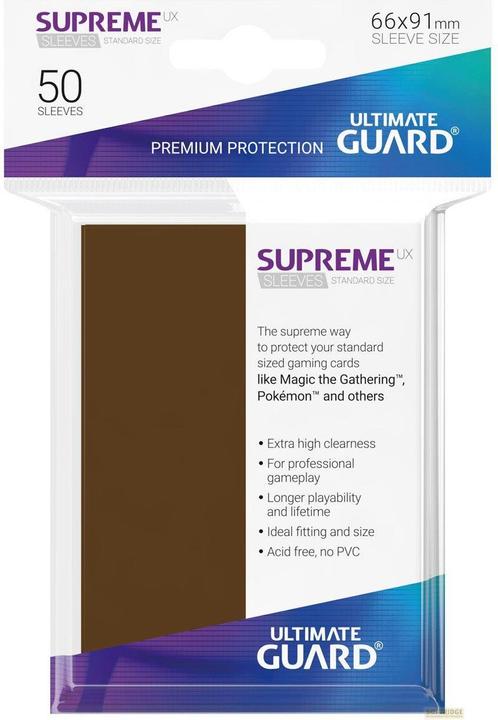 Ultimate Guard UGD010807 - Suprema UX 50 buste per carte di credito di dimensioni standard, marrone