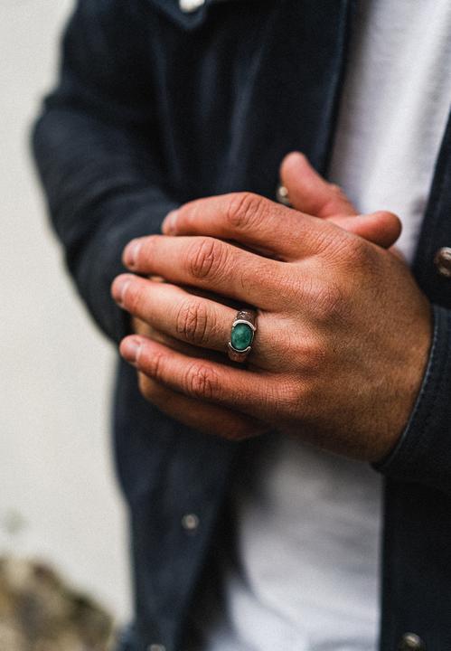 Immagine prodotto Haze & Glory Ring Siegelring Liberty - Afrikanischer Türkis 925 Silber (60, 925 Argento)