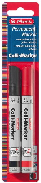 Herlitz Marqueur indélébile Colli 1-4 mm, 2 pièces, rouge/noir (Noir, Rouge, 4 mm, 2 x)