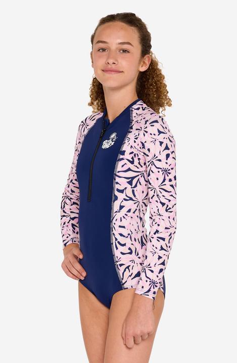 Actual product image Olaian Badeanzug Surfen Mädchen langarm Frontreissverschluss 500 Lucy lila (8, 9, 10)