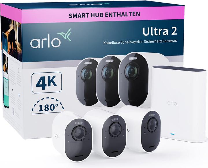 Image du produit Arlo Ultra 2 Spotlight, pack de 3 caméras, blanc (3840 x 2160 pixels)