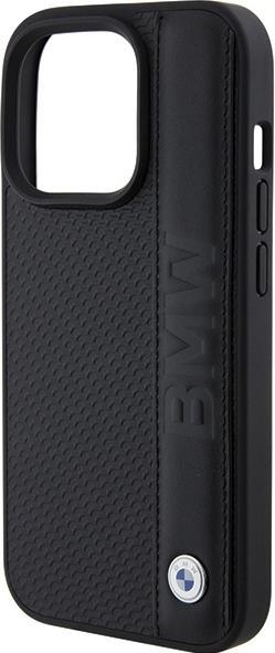 Actual product image BMW BMHCP15X22RDPK iPhone 15 Pro Max 6.7" czarny/black hardcase Leather Textured & Stripe (Apple iPhone 15 Pro Max)