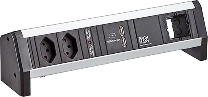 Actual product image Bachmann Desk 1 - 2 AC outlets - indoor - type J - aluminium - plastic - 301 mm - 1 pc (2 x, Type 13)