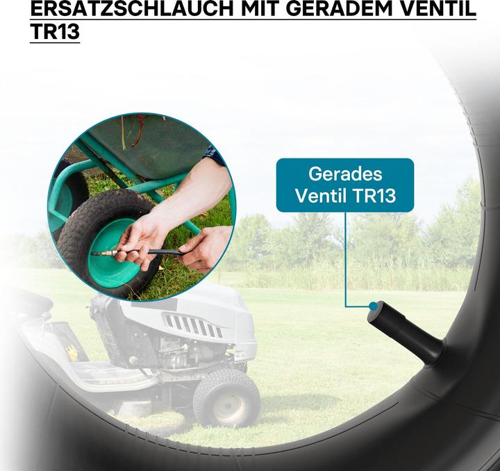 Image du produit Wiltec Chambre à air pour pneu de tracteur à pelouse 15x6.00-6 avec valve droite roue tondeuse à gazon (Tondeuse à gazon)
