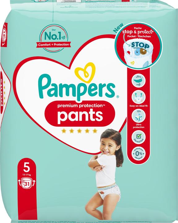 Image du produit Pampers Pantalon de protection premium (Taille 5, Pack, 31 pièce(s))