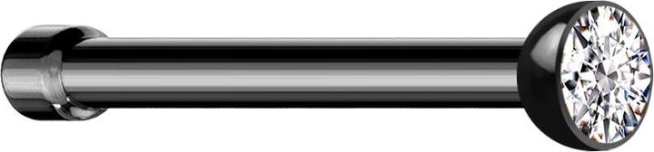 Star Piercing Nasenstecker gerade schwarz Halbkugel Kristall silber (ohne Messing, Chirurgenstahl 316L)