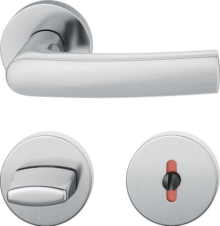 FSB Lever handle set 12 1015 ASL on WC DIN rose, satin stainless steel (Door set)