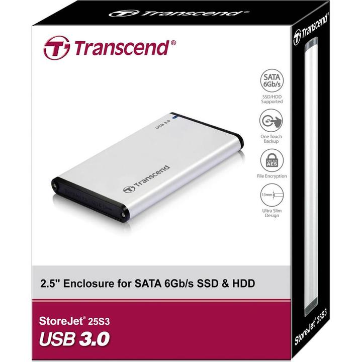Actual product image Transcend SSD/HDD Enclosure 2.5" USB3.1 / TS0GSJ25S3 (2.5")