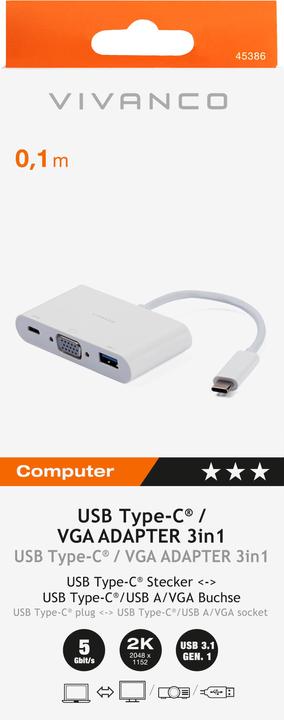 Immagine prodotto Vivanco Adattatore USB-C - VGA (USB-C, 10 cm)