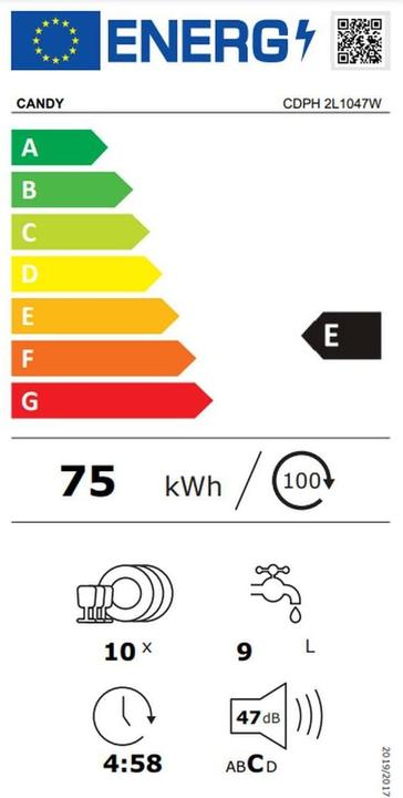 Label énergétique Candy Lave-vaisselle CDPH 2L1047W