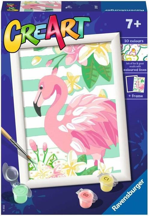 Actual product image Ravensburger CreArt Painting by numbers: pink flamingo 13x18cm