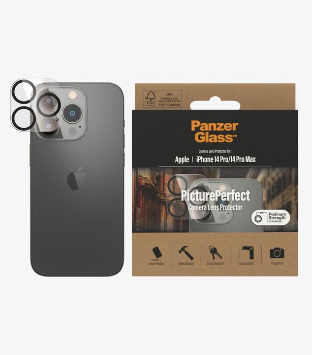 Actual product image PanzerGlass Camera Protector iP 6.1/6.7 inch Pro 2022 (1 Piece, Apple iPhone 14 Pro Max, Apple iPhone 14 Pro)