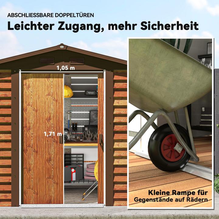 Produktbild Outsunny Geräteschuppen Stahl, Kunststoff Braun