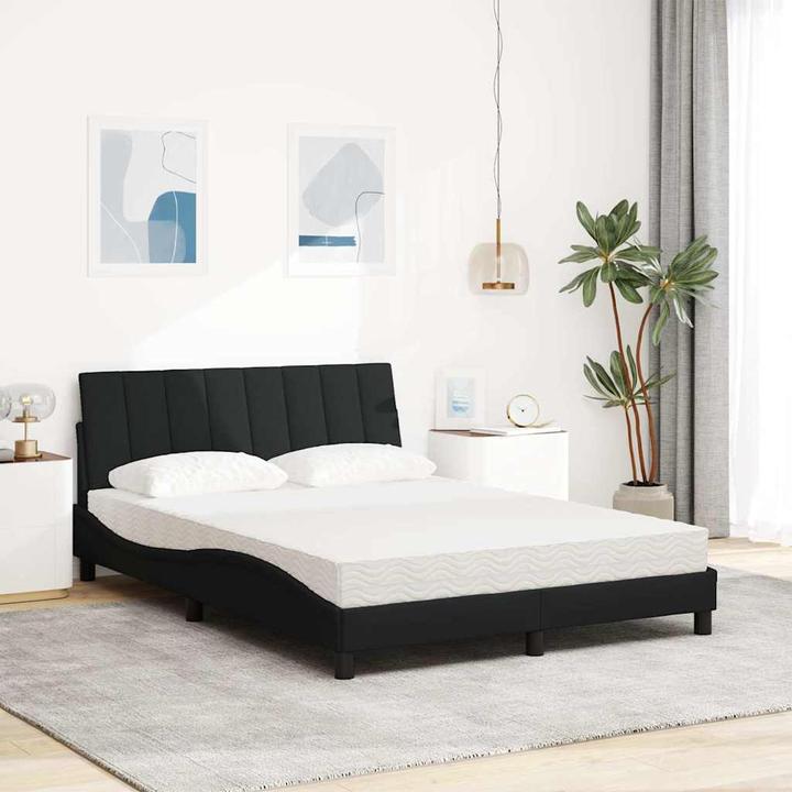Produktbild VidaXL Bett mit Matratze Schwarz 140x200 cm Stoff Schlafzimmermöbel Bettrahmen (140 x 200 cm)