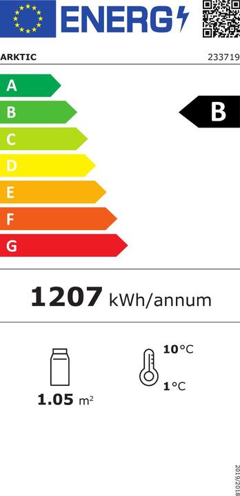 Energy Label Hendi Top refrigerated display cabinet 160 l 230V 160W (160 l)