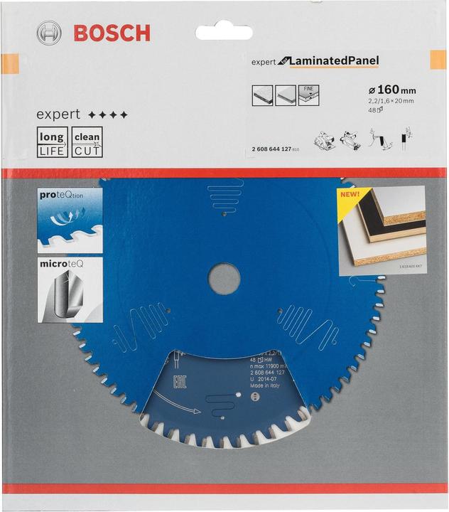 Produktbild Bosch Professional Zubehör Kreissägeblatt Expert for Laminated Panel, 160 x 20 x 2,2 mm, 48