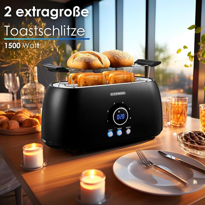 Actual product image Steinborg Langschlitztoaster mit Brötchenaufsatz