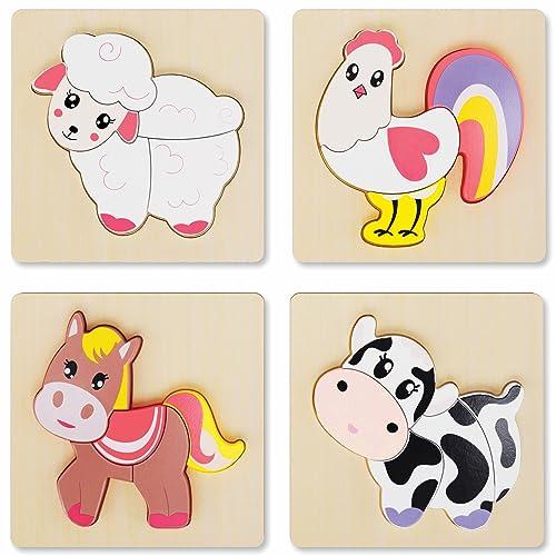 Produktbild Activity Board Bauernhoftiere Holzpuzzle 1 Jahr 2 Jahre - 4 Teile Holzspielzeug Baby-Puzzle - Steckpuzzle