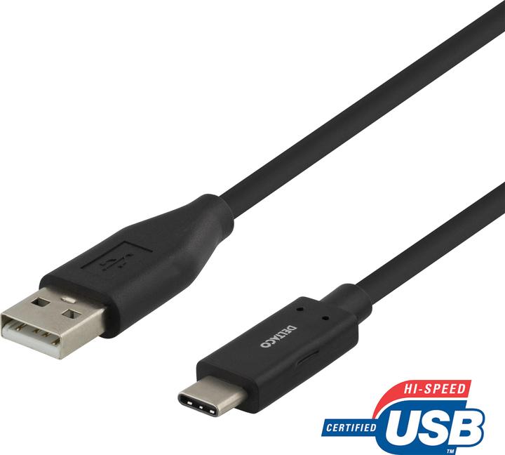 Produktbild Deltaco USB-C to USB-A cable 0.5m 3A USB 2.0 black (0.50 m, USB 2.0)