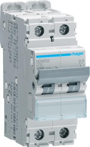 Produktbild Hager Hubschrauber Gegenstromschalter 2P D 32A 10 kA AC (NDN232)
