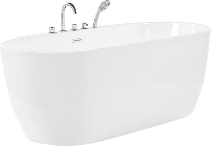 Produktbild Beliani Badewanne freistehend weiss mit Armatur oval 170 x 80 cm ROTSO (286 l, 80 cm, 170 cm)