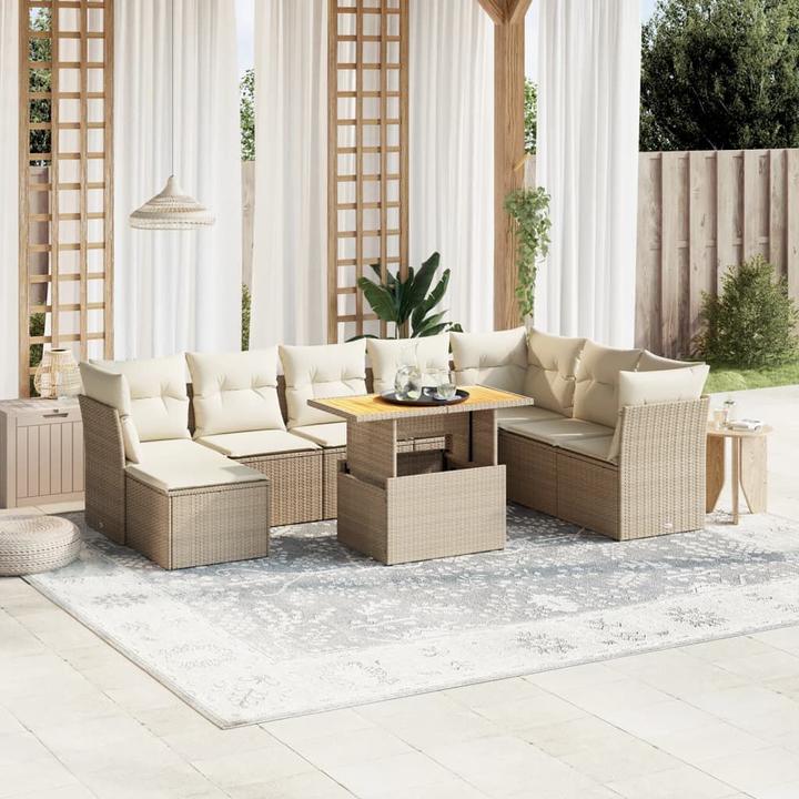 Produktbild VidaXL Gartenmöbel Sofa Garnitur Gartengarnitur Garten Sitzgruppe 9-tlg. Beige