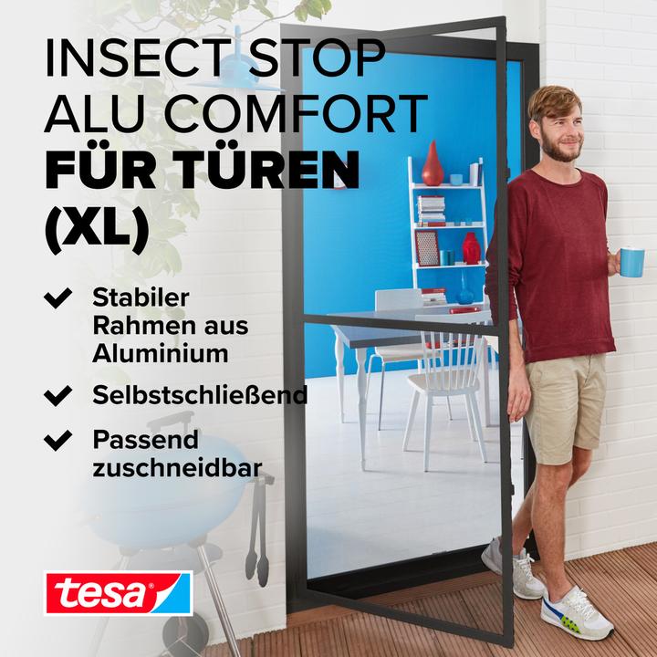 Produktbild tesa Insektenschutz Alu COMFORT für Türen, XL Insektengitter (120 x 240 cm)