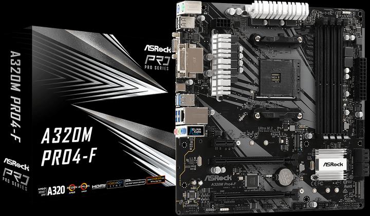 Image du produit AsRock A320M Pro4-F (AM4, AMD A320, mATX)