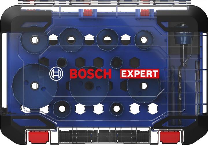 Produktbild Bosch Professional Zubehör EXPERT Tough Material Lochsäge-Set, 20/22/25/32/35/40/44/51/60/68/76 mm, 14-tlg. (44 Millimeter, 60 Millimeter, 32Millimeter, 51 Millimeter, 68 Millimeter, 25 Millimeter, 22 Millimeter, 35 Millimeter, 40 Millimeter, 76 Millimeter, 20 Millimeter)