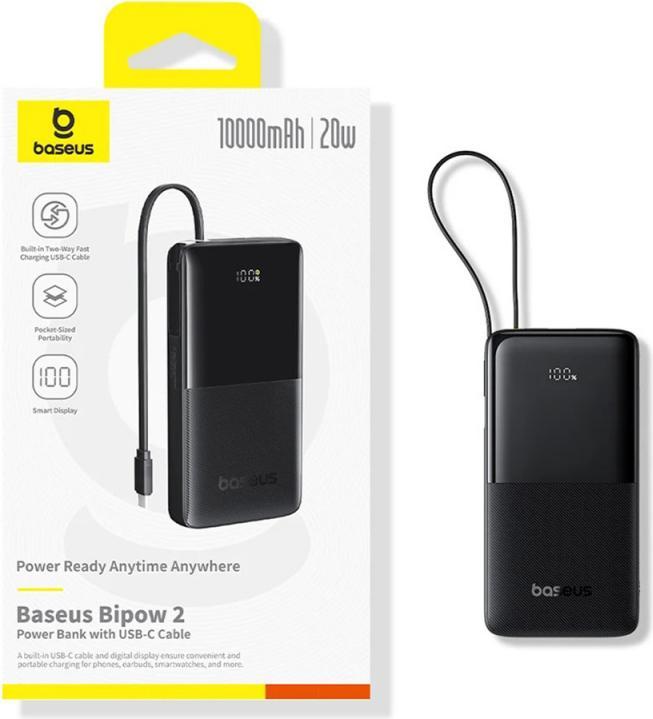 Actual product image Baseus Powerbank Bipow 2 10000mAh 20W (Black) (10000 mAh, 20 W, 37 Wh)