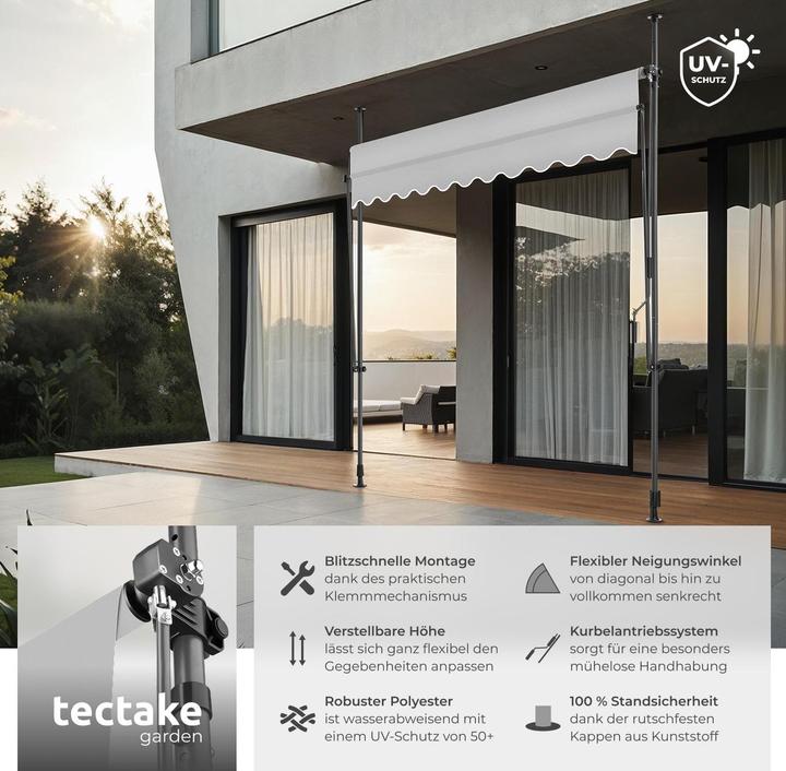 Actual product image tectake Klemmmarkise (2.50 m)