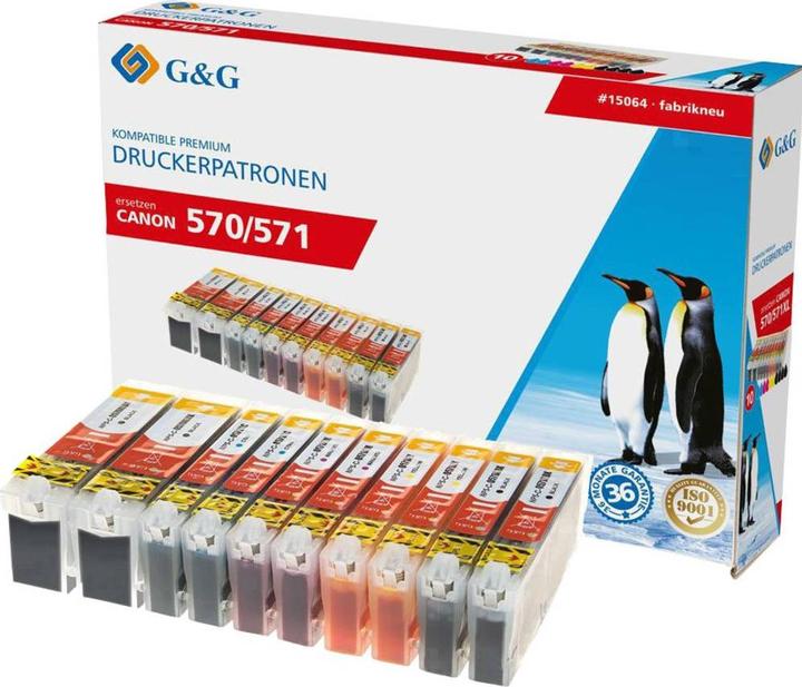 Produktbild Tinte ersetzt Canon PGI-570 XL, CLI-571 XL Kompatibel 10er-Pack Schwarz, Pho