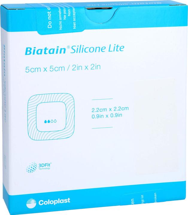 Actual product image Coloplast Biatain Silicone Lite Foam Dressing 5x5cm, 5 pcs VER