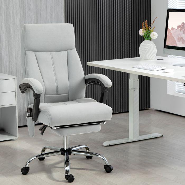 Produktbild Swisshandel24 Bürostuhl mit Massagefunktion, Ergonomisch mit Liegefunktion, Lendenheizung, mit Fussstütze, Grau