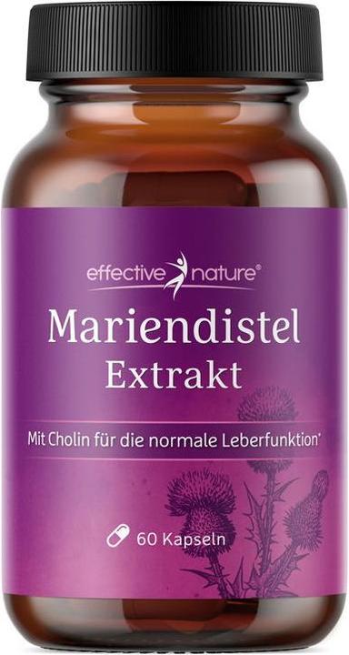 Effective Nature Mariendistel Extrakt mit Cholin (60 Stück, Kapseln, 28 g)