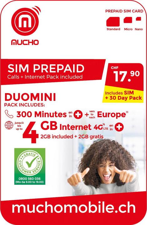BeeOne Carte SIM MUCHO Mobile Pack DUOMINI