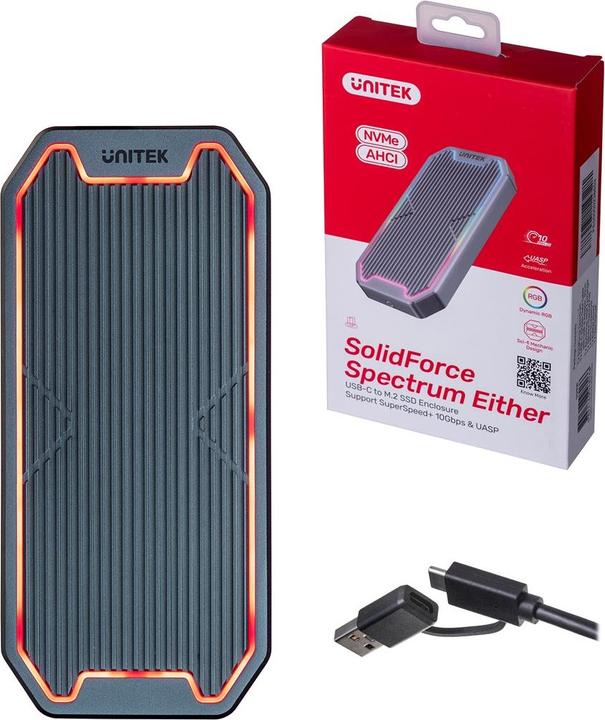 Immagine prodotto Unitek Obudowa Dysku USB-C M.2 SSD Nvme/Sata 10gbps RGB (M.2)