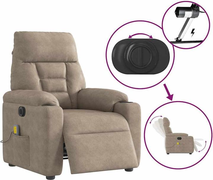 VidaXL Massagesessel Elektrisch Taupe Mikrofasergewebe Massagestuhl Sessel