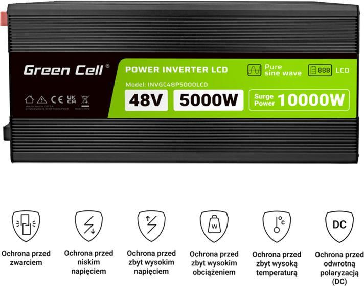 Actual product image GreenCell Przetwornica LCD /10000W Czysty sinus z wywietlaczem
