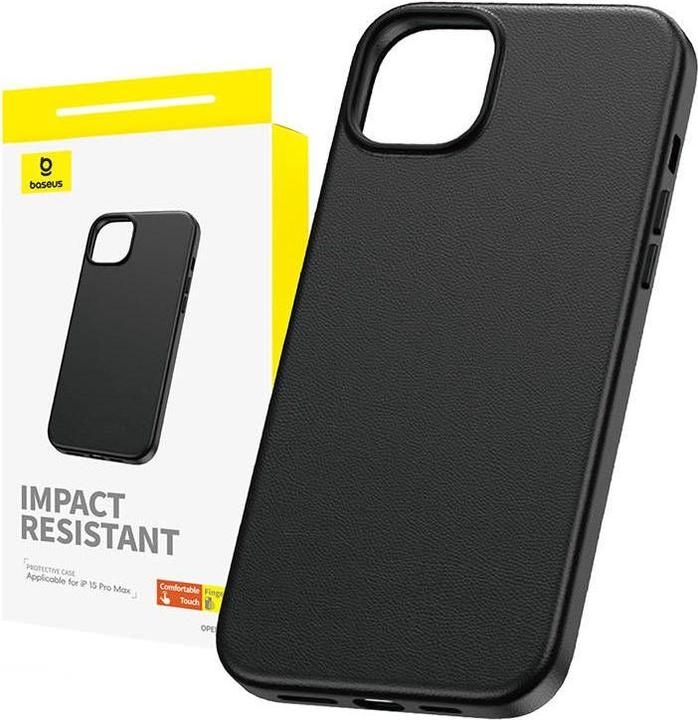 Image du produit Baseus Étui téléphone pour iPhone 15 ProMax Fauxther Series (Noir) (Apple iPhone 15 Pro Max)