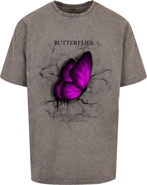 Merchcode Butterflies Acid Washed Heavy Oversized Tee - 112635