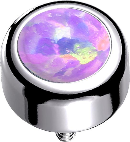 Star Piercing Dermal Anchor Zylinder silber mit Opal violett (Titan G23, ohne Messing)
