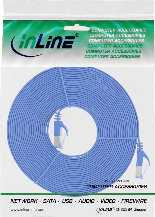 Image du produit InLine ® Câble patch plat, U/FTP, Cat.6A, bleu, 5m (U/FTP, CAT6a, 5 m)