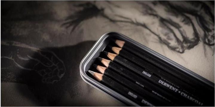 Image du produit Derwent Kohlestifte (charbon moyen, charbon foncé et charbon blanc teinté, Lumineux, 6 x)